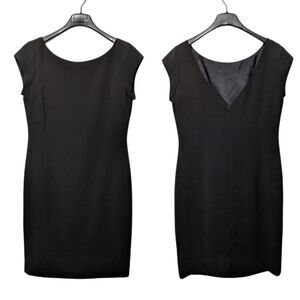 EMANUEL UNGARO Black Sheath V-Back Dress 12